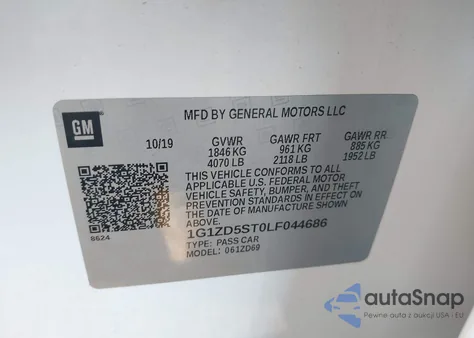 2020 Chevrolet Malibu Fwd Lt из США, поврежденный, VIN 1G1ZD5ST0LF044686